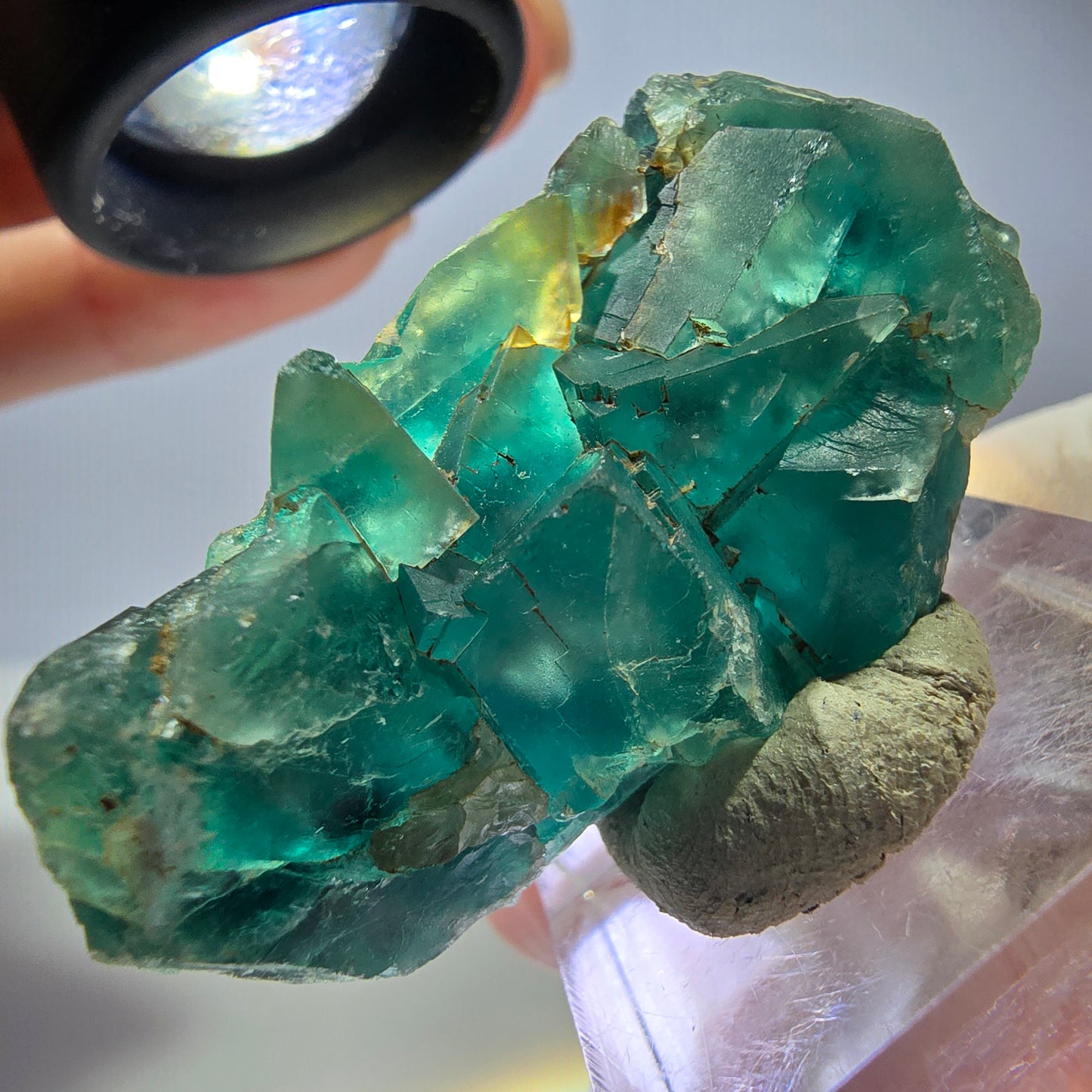 Seltene Phantom Fluorit Würfel Stufe, grün lila Okorusu, Namibia 48*23*16mm