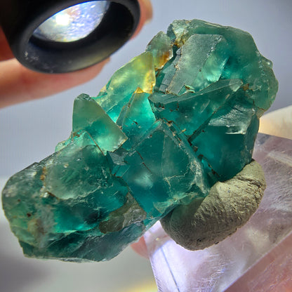 Seltene Phantom Fluorit Würfel Stufe, grün lila Okorusu, Namibia 48*23*16mm