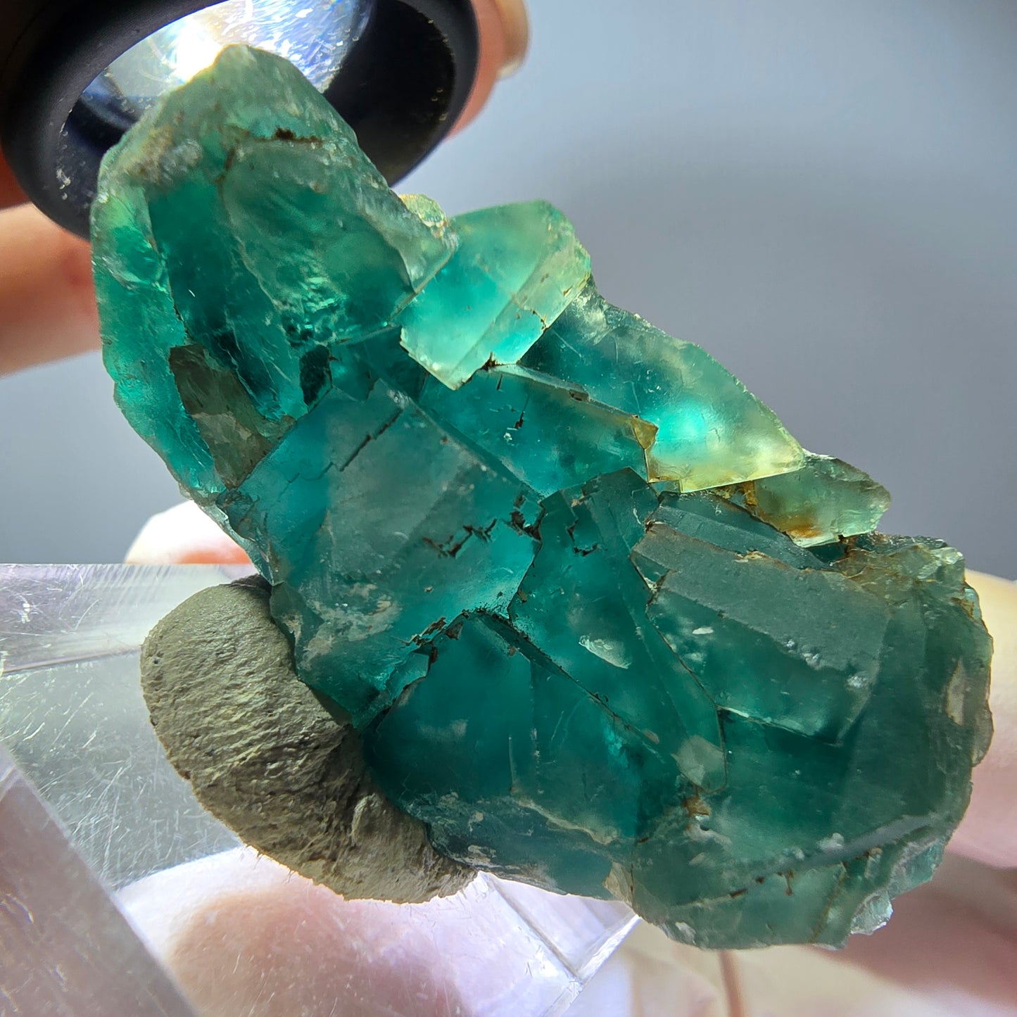 Seltene Phantom Fluorit Würfel Stufe, grün lila Okorusu, Namibia 48*23*16mm