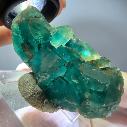 Seltene Phantom Fluorit Würfel Stufe, grün lila Okorusu, Namibia 48*23*16mm