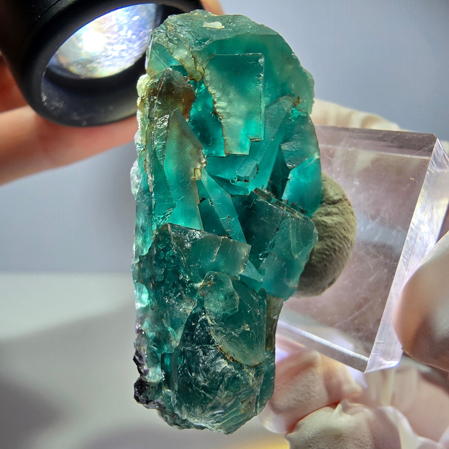 Seltene Phantom Fluorit Würfel Stufe, grün lila Okorusu, Namibia 48*23*16mm