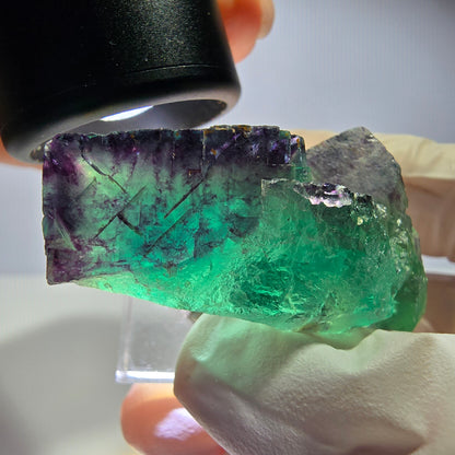 Seltene Phantom Fluorit Würfel Stufe, grün lila Okorusu, Namibia 50*24*25mm