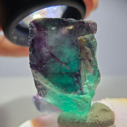 Seltene Phantom Fluorit Würfel Stufe, grün lila Okorusu, Namibia 50*24*25mm