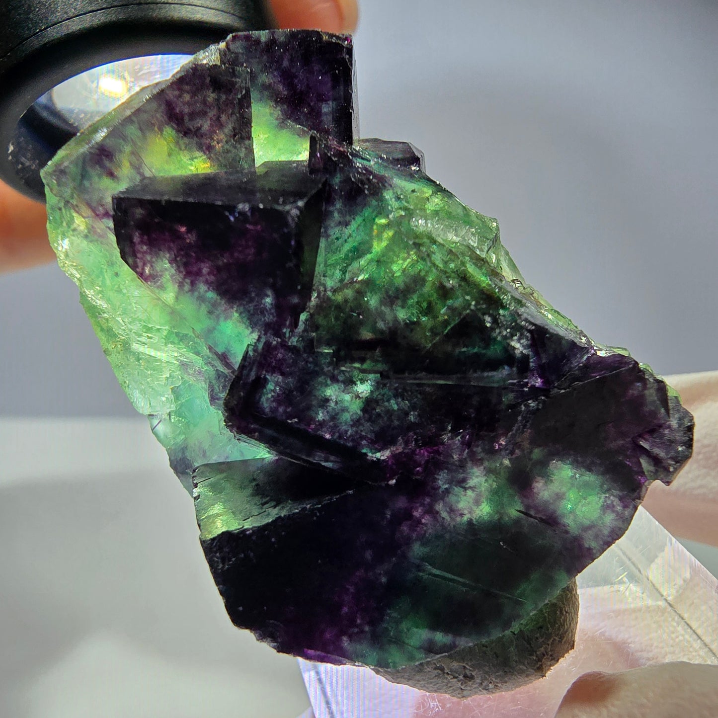 Seltene Phantom Fluorit Würfel Stufe, grün lila Okorusu, Namibia 43*32*21mm