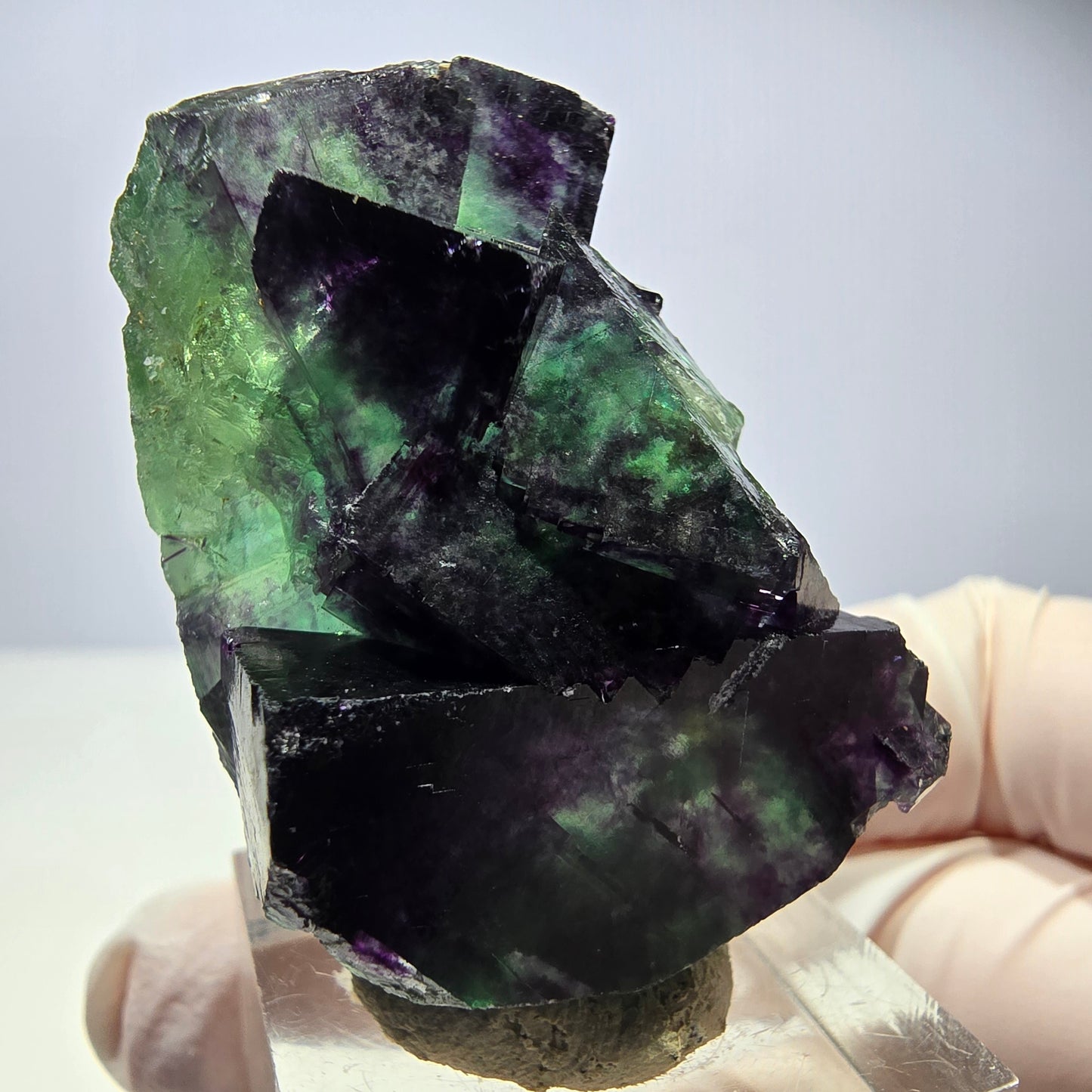Seltene Phantom Fluorit Würfel Stufe, grün lila Okorusu, Namibia 43*32*21mm