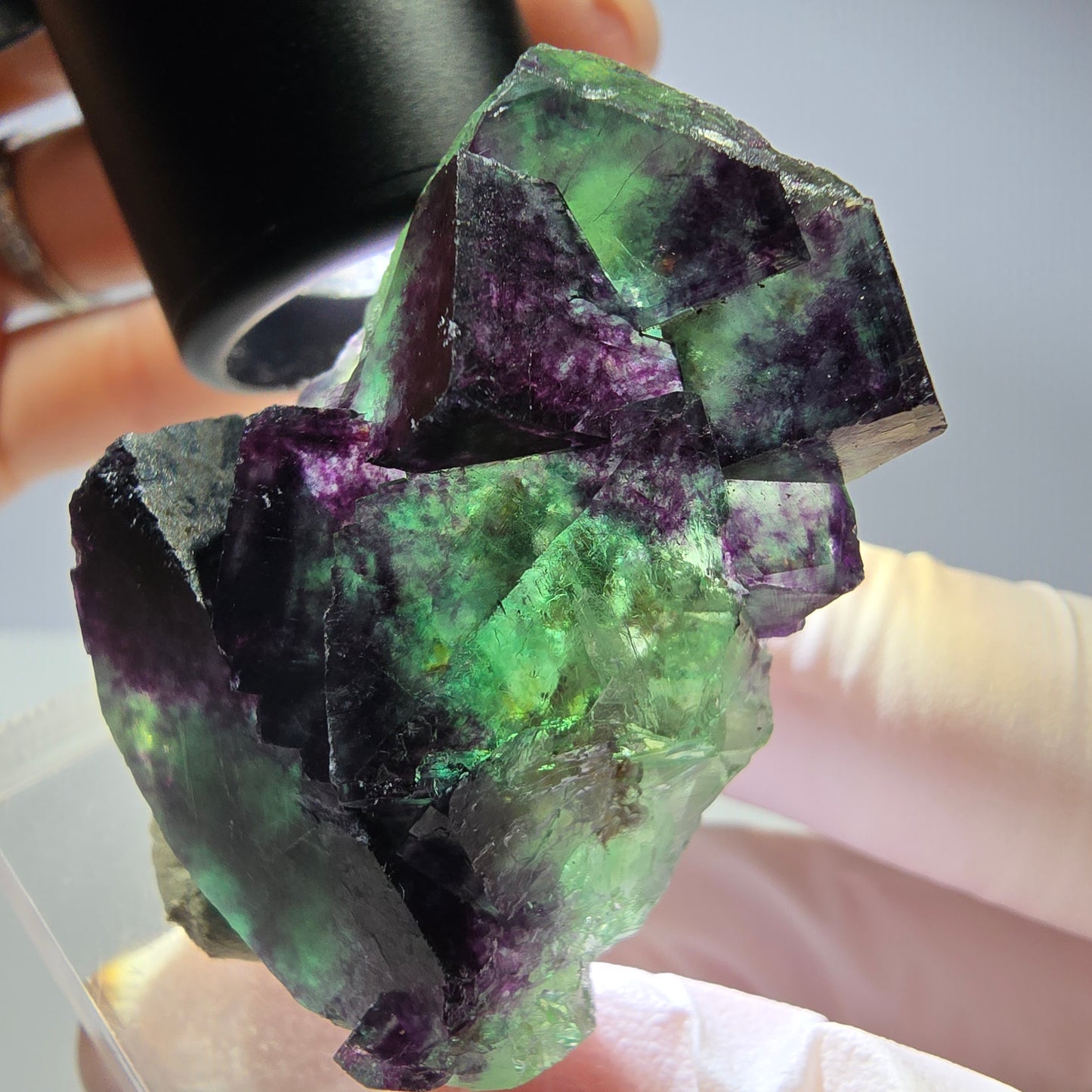 Seltene Phantom Fluorit Würfel Stufe, grün lila Okorusu, Namibia 43*32*21mm