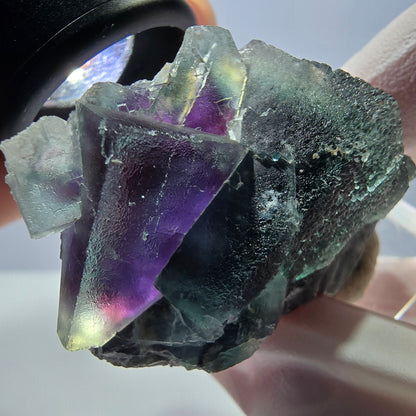 Seltene Phantom Fluorit Würfel Stufe, grün lila Okorusu, Namibia 51*35*20mm