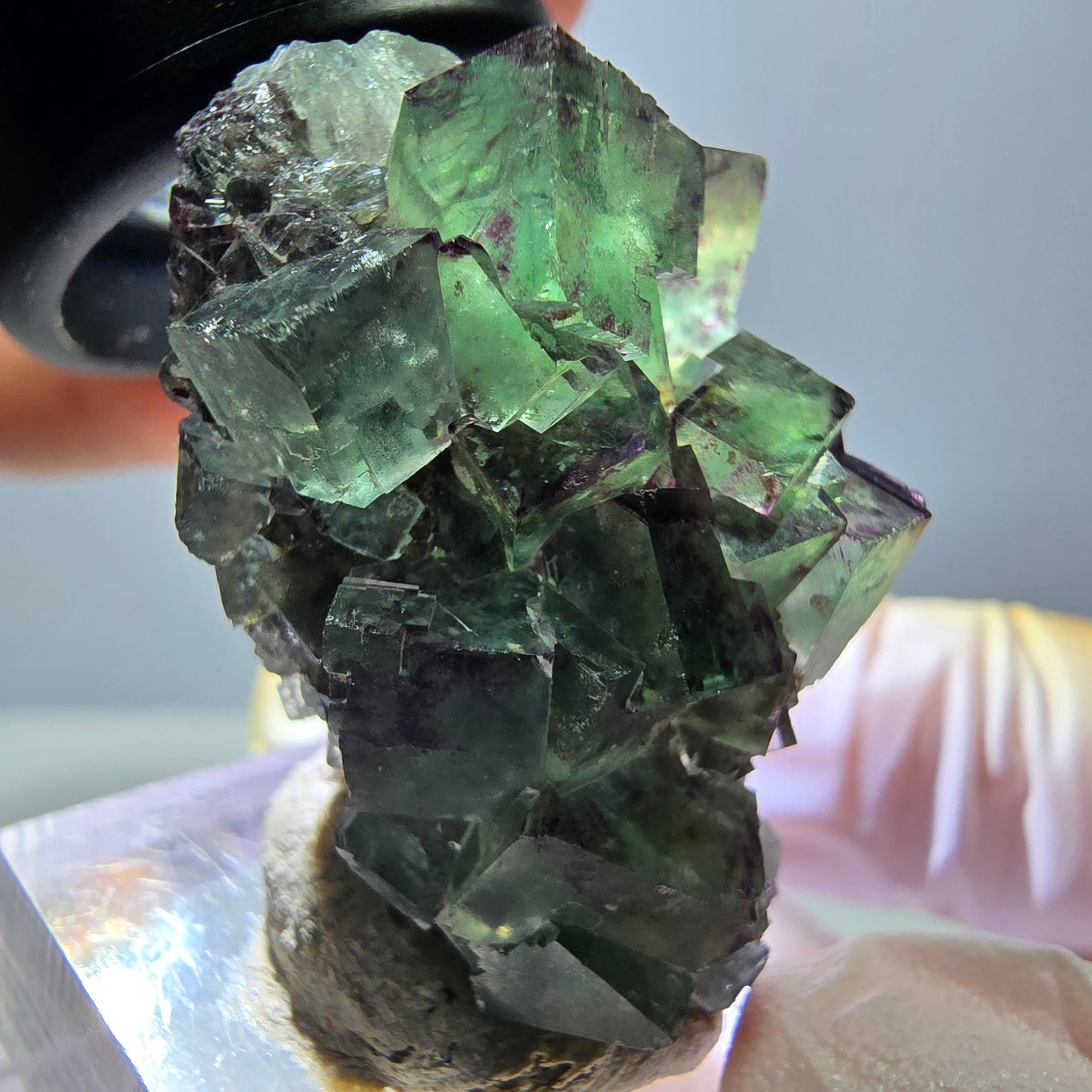 Seltene Phantom Fluorit Würfel Stufe, grün lila Okorusu, Namibia 38*25*20mm