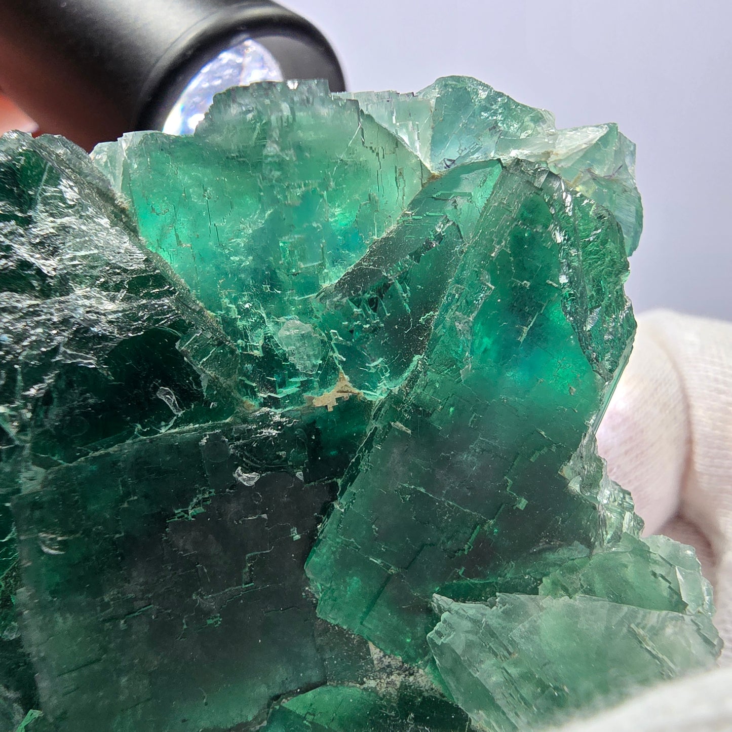 Rare spécimen de cube de fluorite fantôme, parqueté vert Okorusu, Namibie, 79 x 72 x 36 mm 