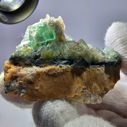Cube de fluorite fantôme zonal, spécimen d'orthose, Erongo, Namibie, 62 x 45 x 30 mm 