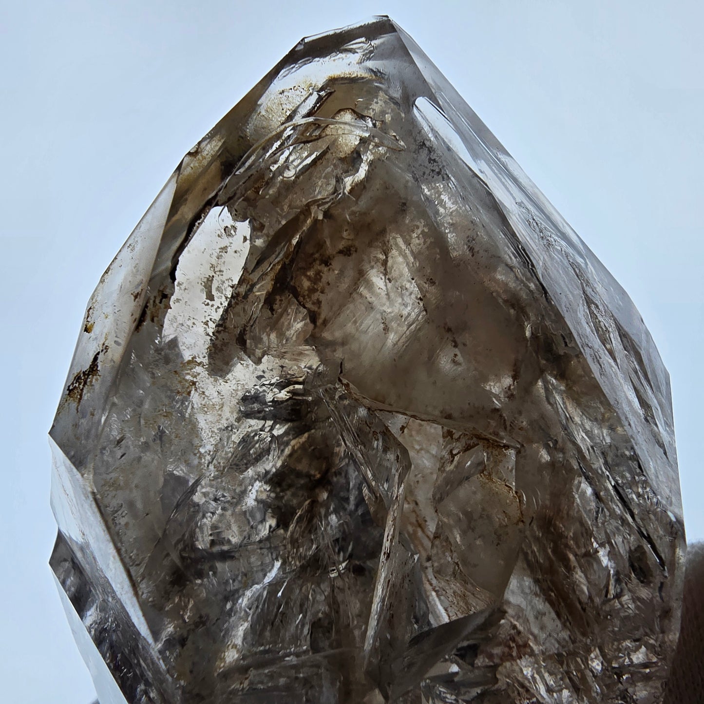 XL Enhydro Window Smoky Quartz Scepter, 2x Bubble Valentine Pocket Namibia 117*69*61mm 