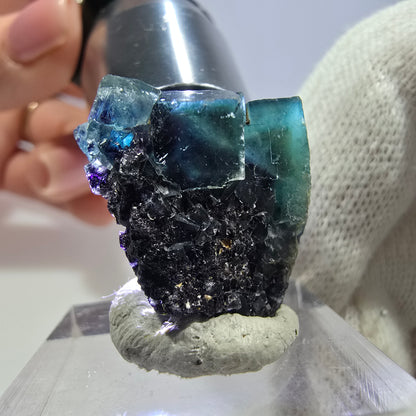 Phantom Fluorite Cube Specimen, Zonal - New Find! Okorusu, Namibia 24*20*19mm 
