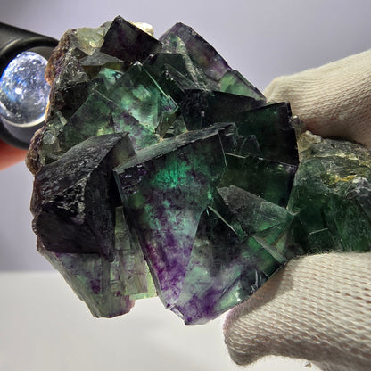 Rare spécimen de cube de fluorite fantôme, parqueté zonal Okorusu Namibie 76 x 62 x 27 mm 