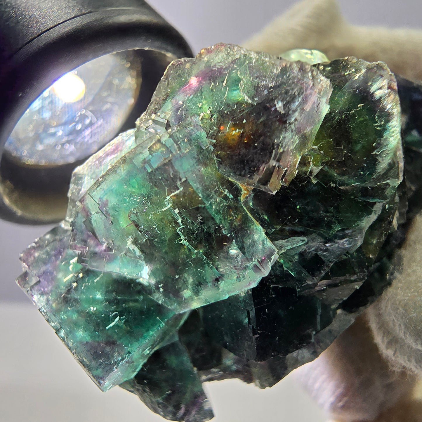 Seltene Phantom Fluorit Würfel Stufe, grün lila Okorusu Namibia 80*24*32mm