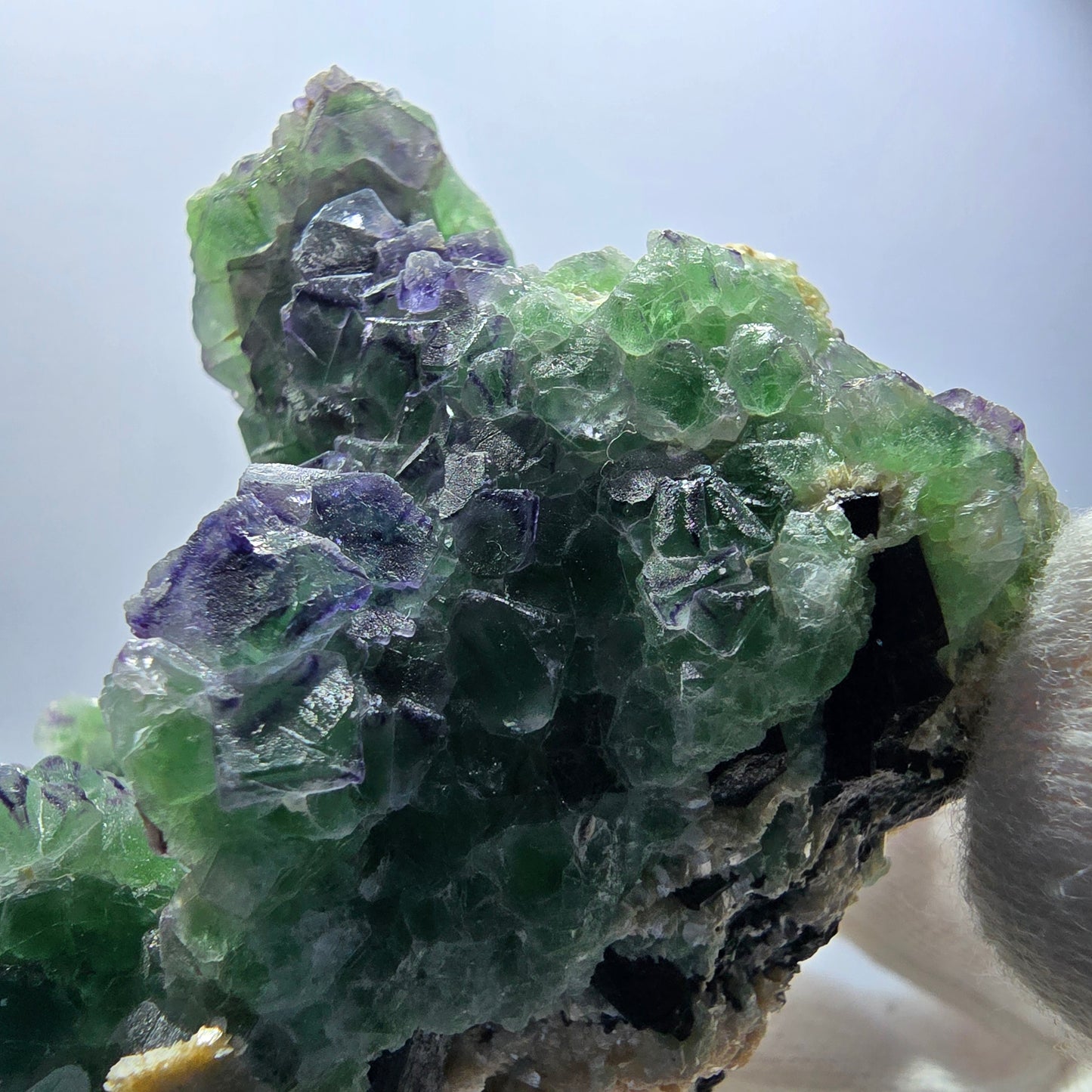 Cube de fluorite fantôme zonal, spécimen de muscovite, Erongo, Namibie, 63 x 50 x 43 mm 