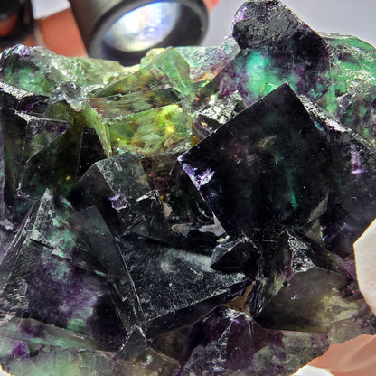 Rare spécimen de cube de fluorite fantôme, vert-violet, Okorusu, Namibie, 58 x 48 x 19 mm 
