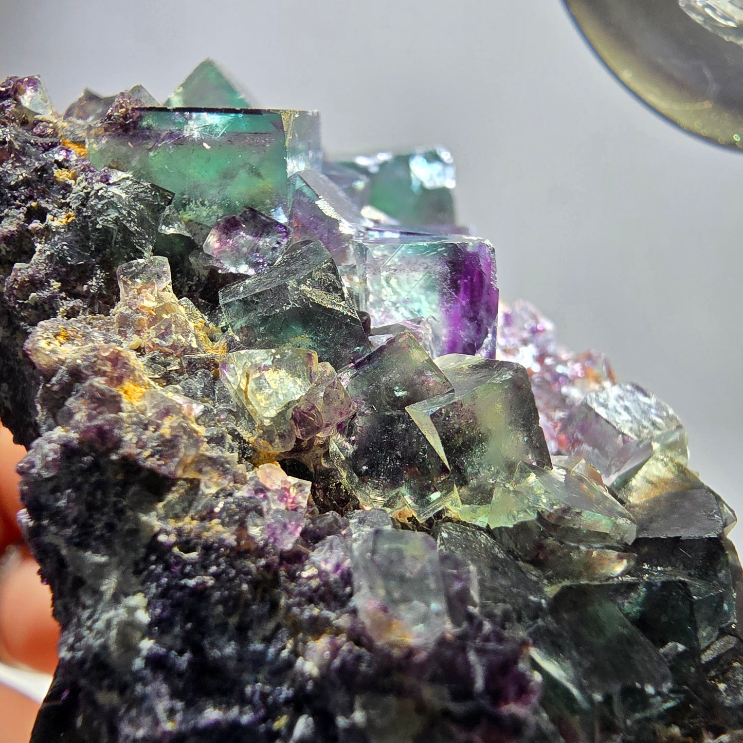 Phantom Fluorite Cube Specimen, double-sided green purple Okorusu Namibia 76*55*41mm 
