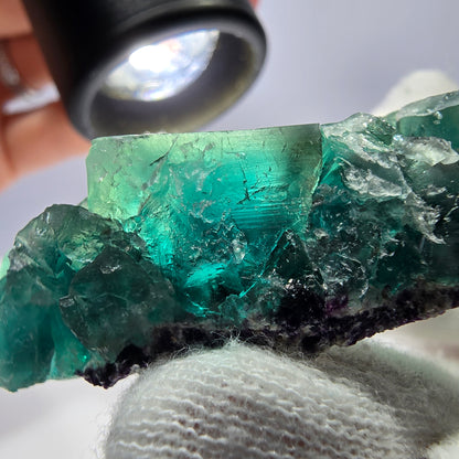 Rare spécimen de cube de fluorite fantôme, parqueté vert Okorusu, Namibie, 55 x 34 x 17 mm 
