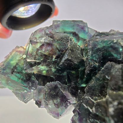 Spécimen de cube de fluorite fantôme, parqueté vert-brun Okorusu, Namibie 89 x 42 x 26 mm 