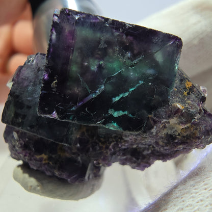 Klare Phantom Fluorit Würfel Stufe zonal grün lila Okorusu, Namibia 36*26*25mm