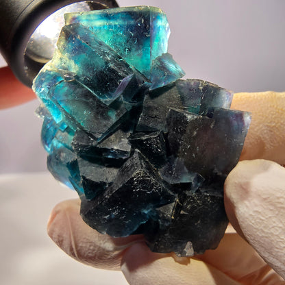 Rare spécimen de cube de fluorite fantôme, poche papillon, Okorusu, Namibie, 51 x 39 x 24 mm