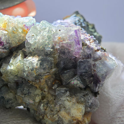 Cube de fluorite fantôme zonal, spécimen d'orthose, Erongo, Namibie, 61 x 50 x 32 mm 