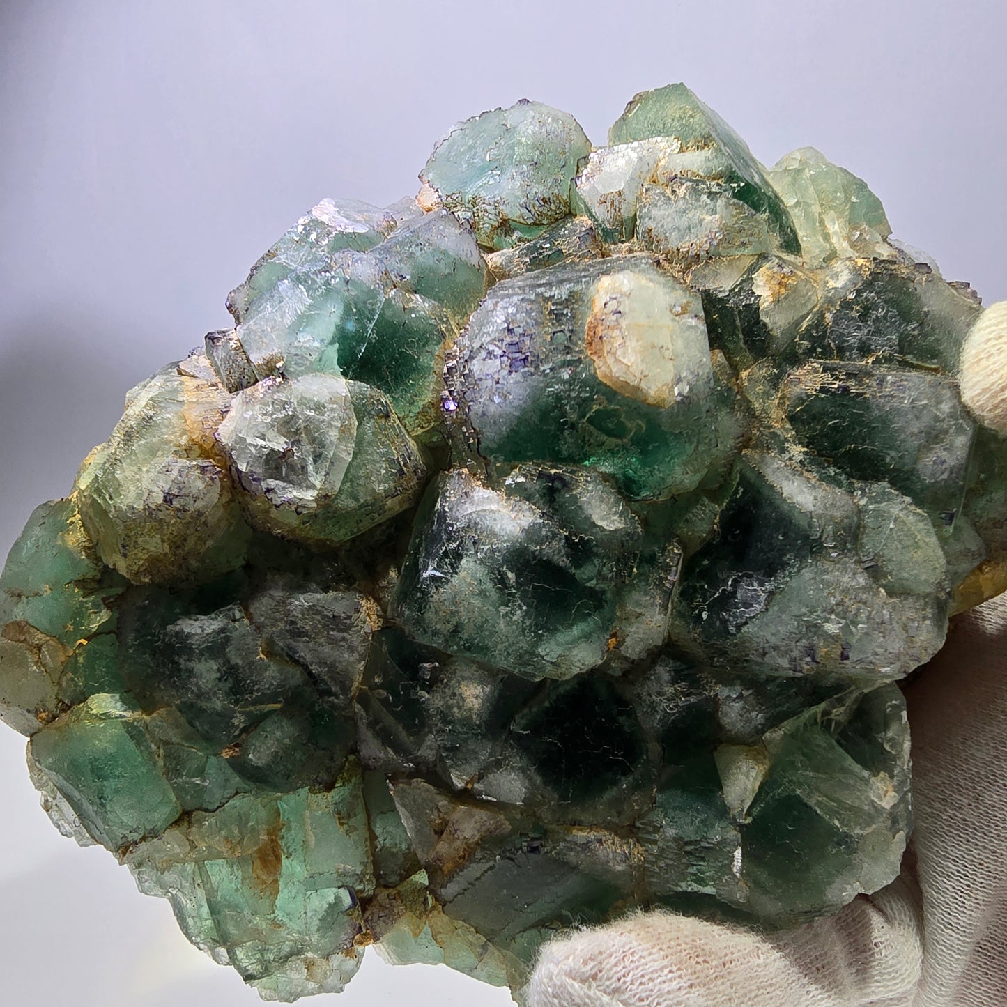 Cube de fluorite fantôme XL hexagonal à gradins zonal Erongo, Namibie 142 x 110 x 41 mm 