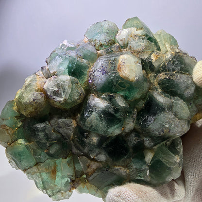 Cube de fluorite fantôme XL hexagonal à gradins zonal Erongo, Namibie 142 x 110 x 41 mm 