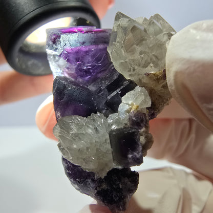 Rare cube de fluorite fantôme, spécimen de quartz violet Okorusu, Namibie, 42 x 30 x 24 mm 