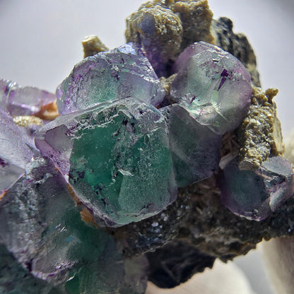 Phantom Fluorite zonal, Muscovite, Schorl Tourmaline specimen Erongo Namibia 62*48*33mm 