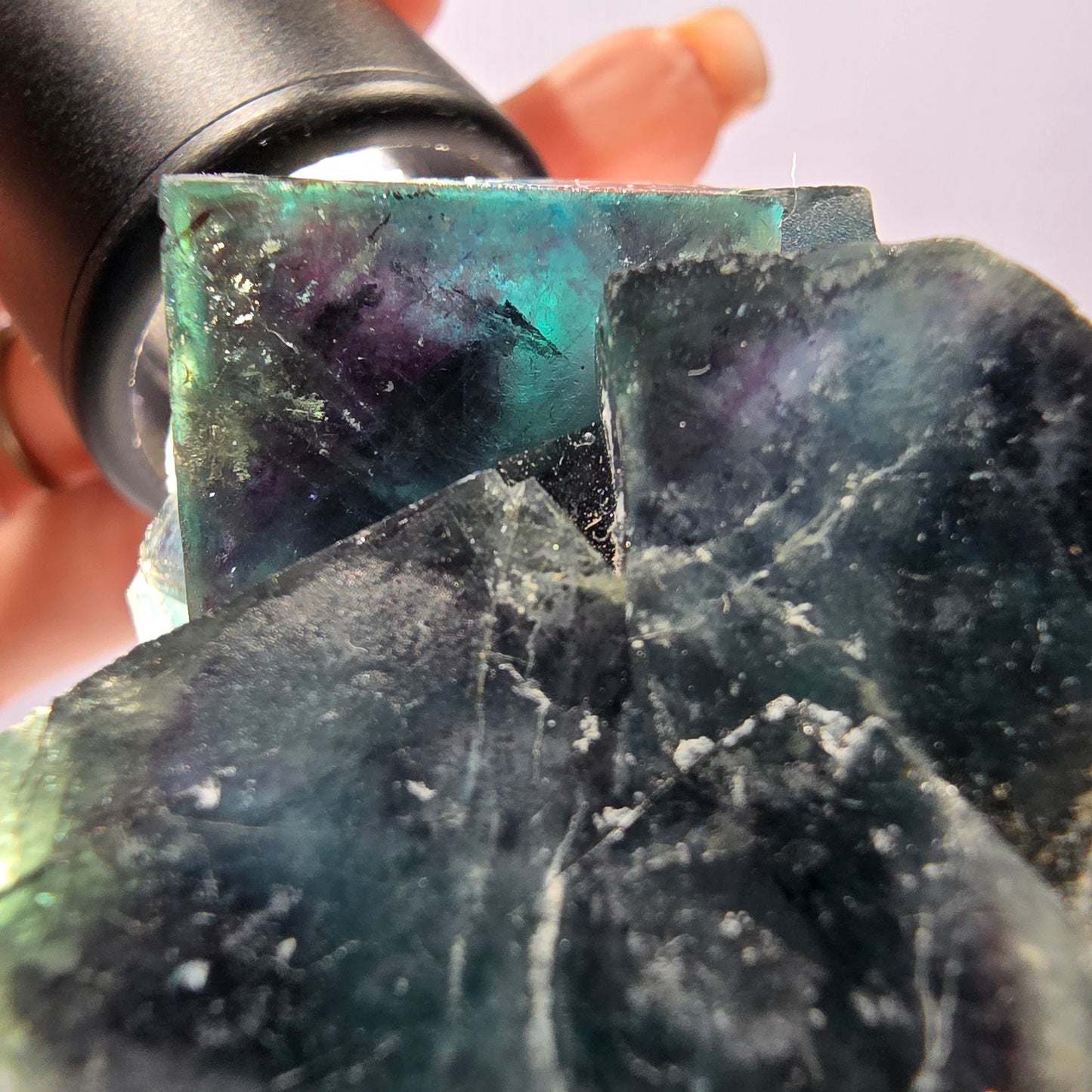 Seltene Phantom Fluorit Würfel Stufe, zonal - Neuer Fund! Okorusu Namibia 67*48*28mm