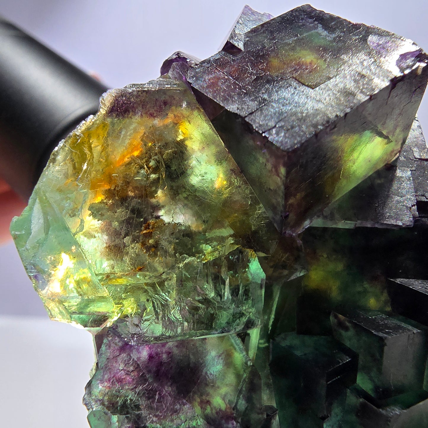 Phantom Fluorit Würfel Stufe parkettiert zonal Okorusu Namibia 63*51*30mm