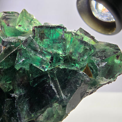 Spécimen de cube de fluorite fantôme parqueté vert violet Okorusu Namibie 79*44*19mm 