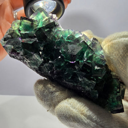 Rare spécimen de cube de fluorite fantôme, vert violet Okorusu Namibie 76*35*19mm 