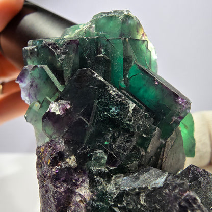 Große Phantom Fluorit Würfel Stufe parkettiert zonal Okorusu Namibia 100*47*36mm