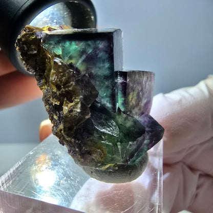 Phantom Fluorit Würfel Stufe, parkettiert grün lila Okorusu, Namibia 39*25*18mm