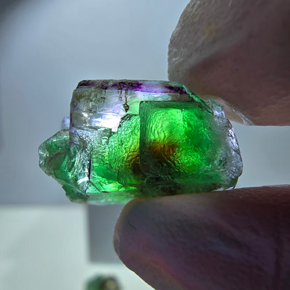 Lot de 7 fluorites fantômes, tourmalines scholl, muscovites, Erongo, Namibie, 24-14 mm 
