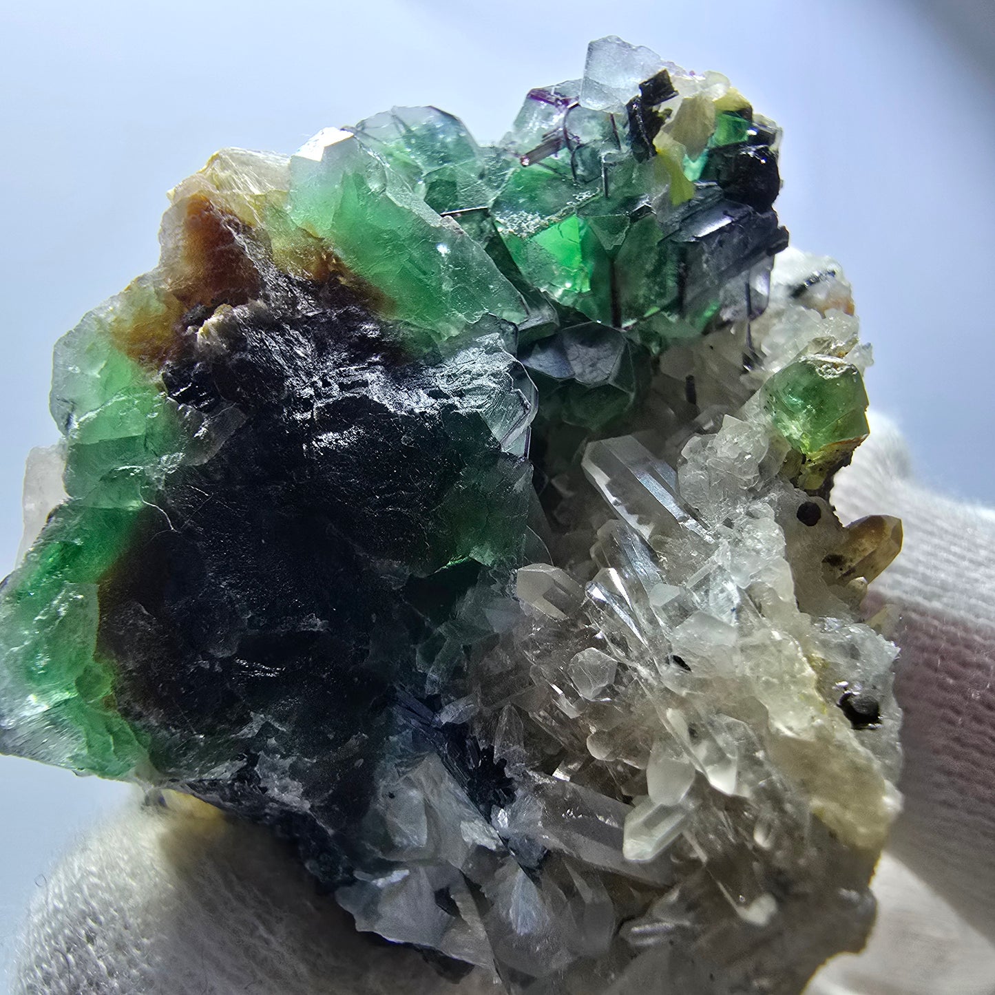 Phantom Fluorit, Rauchquarz, Muskovit, Schörl Turmalin Erongo Namibia 53*49*30mm