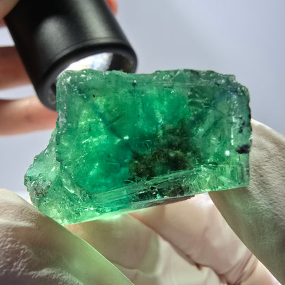 Klare Phantom Fluorit Würfel Stufe, parkettiert grün Okorusu, Namibia 43*33*25mm