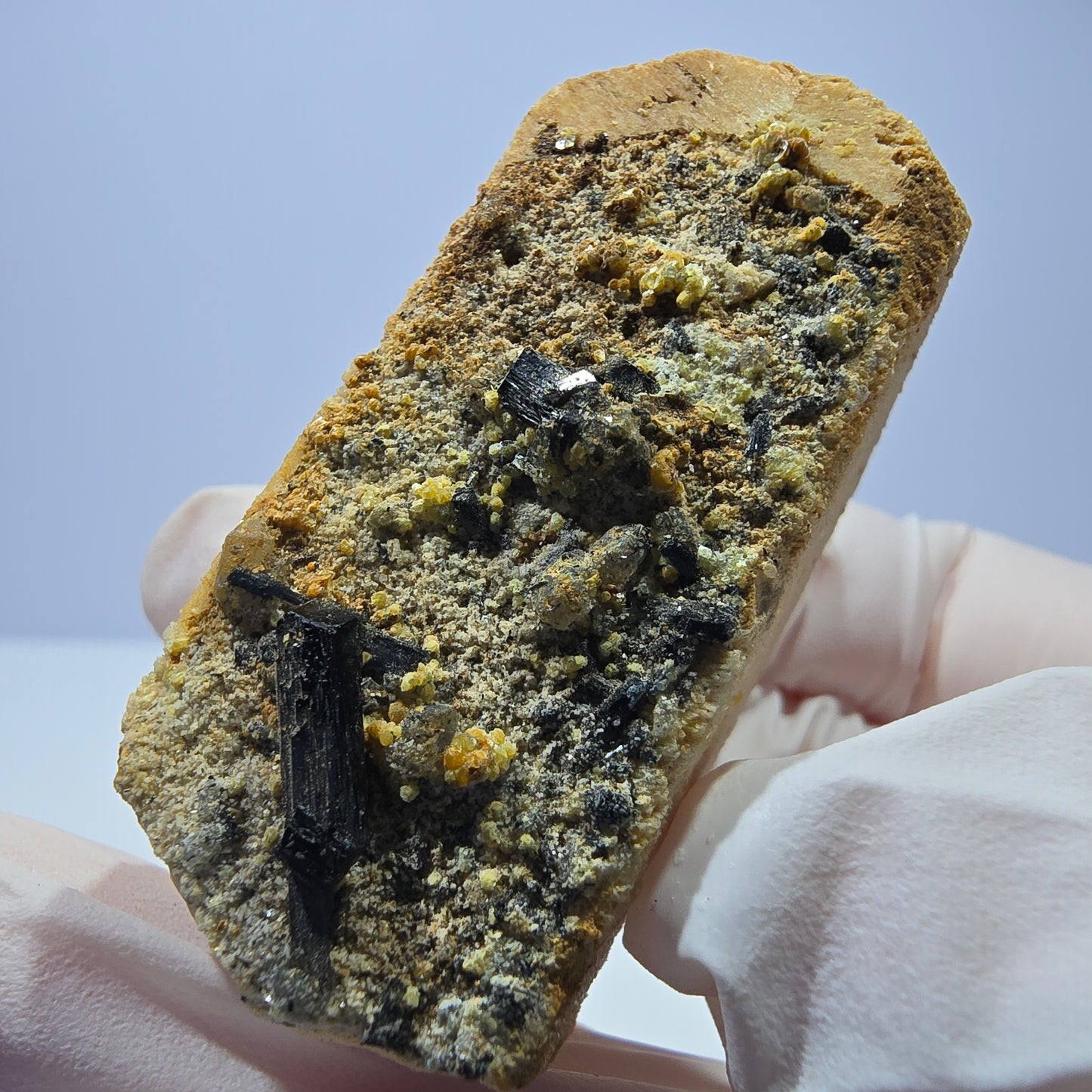 Seltene Hyalit Opal, Orthoklas, Schörl Turmalin, Muskovit Stufe Erongo, Namibia 49*32*30mm