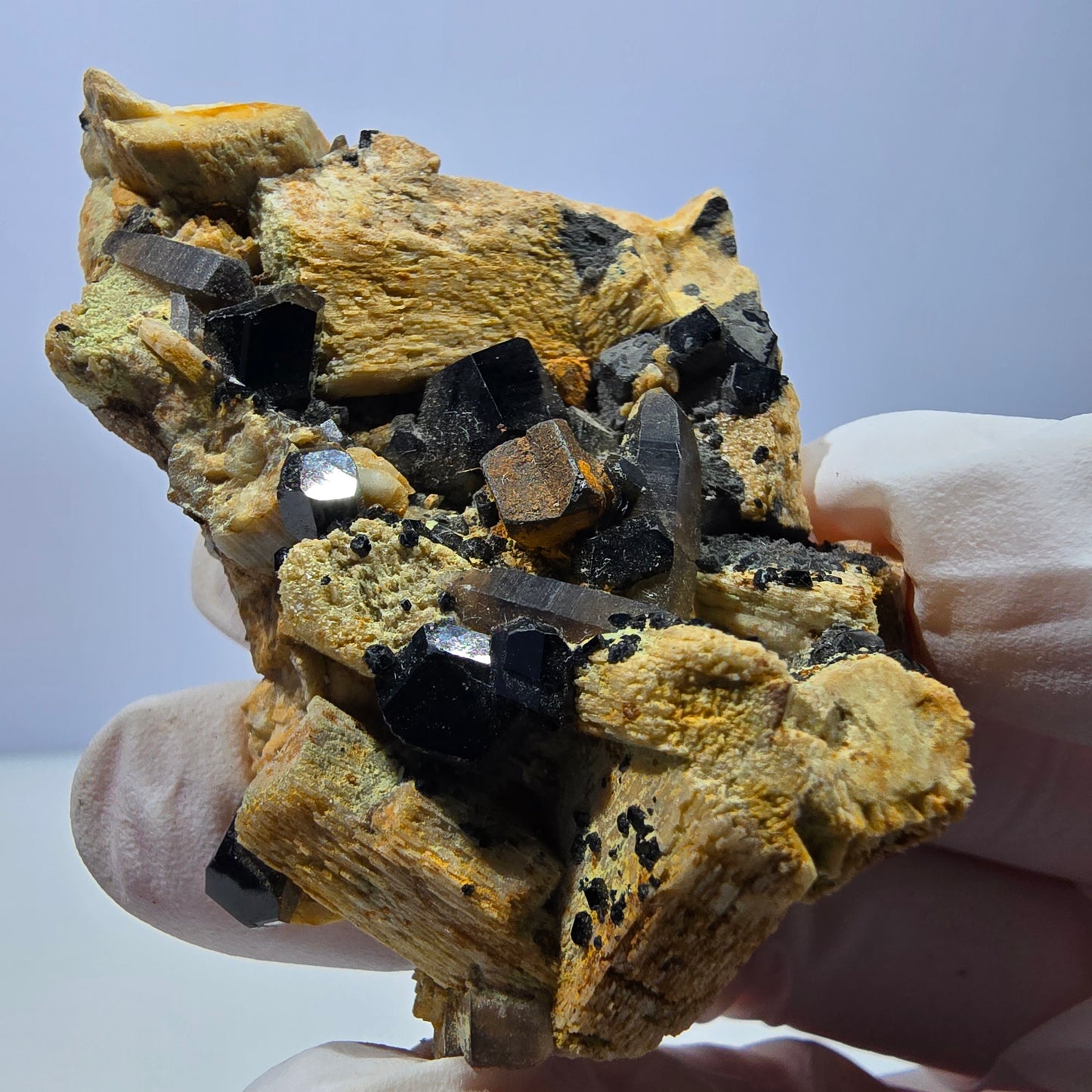 Rare schorl tourmaline, smoky quartz, orthoclase specimen, Erongo, Namibia, 61*51*22mm 