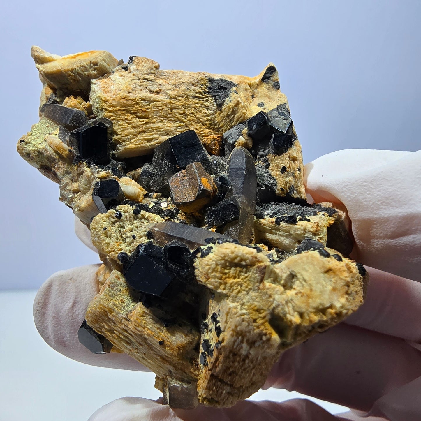 Rare schorl tourmaline, smoky quartz, orthoclase specimen, Erongo, Namibia, 61*51*22mm 