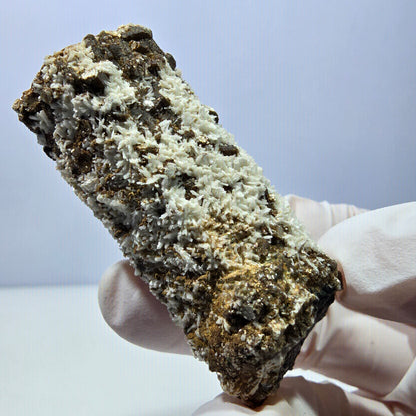 Spécimen rare de tourmaline schorl, hyalite, orthose et muscovite, Erongo, Namibie, 54 x 26 x 22 mm 