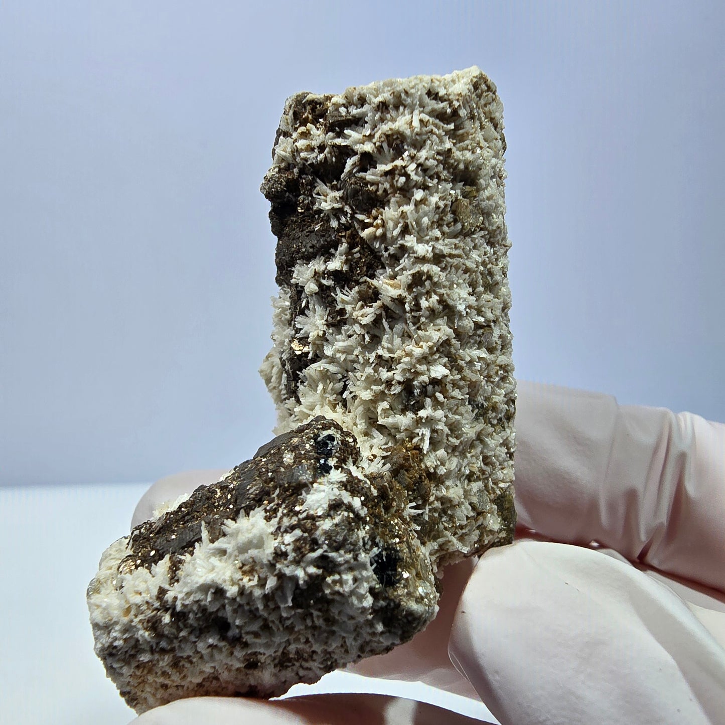 Spécimen rare de tourmaline schorl, hyalite, orthose et muscovite, Erongo, Namibie, 60 x 35 x 35 mm