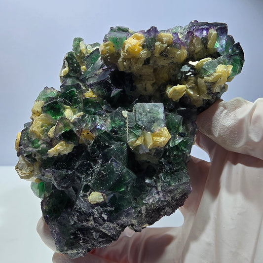 Phantom Fluorit Würfel, Schörl Turmalin, Rauchquarz, Muskovit Erongo, Namibia 113*84*41mm