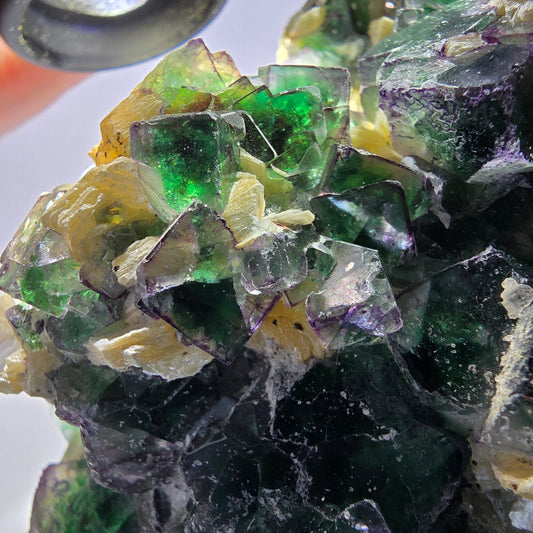 Phantom Fluorit Würfel, Schörl Turmalin, Rauchquarz, Muskovit Erongo, Namibia 113*84*41mm