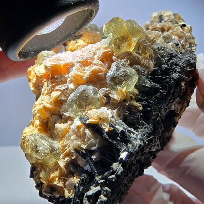 Große Phantom Fluorit, Schörl Turmalin Muskovit Stufe Erongo Namibia 108*58*43mm