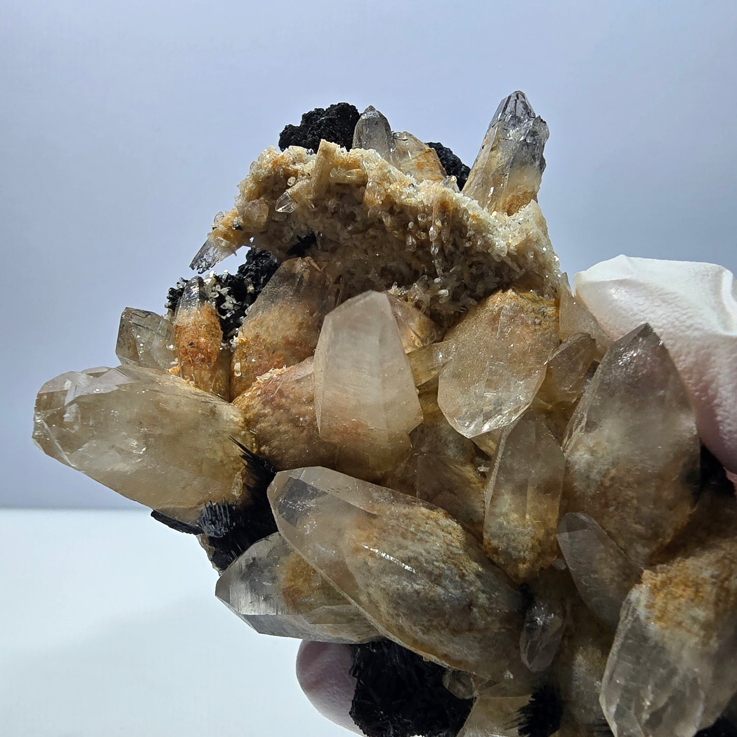 Large schorl tourmaline, smoky quartz specimen Erongo, Namibia 103*68*62mm 