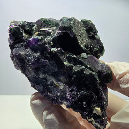 Große Phantom Fluorit Oktaeder Würfel Stufe, grün lila Okorusu, Namibia 85*55*49mm