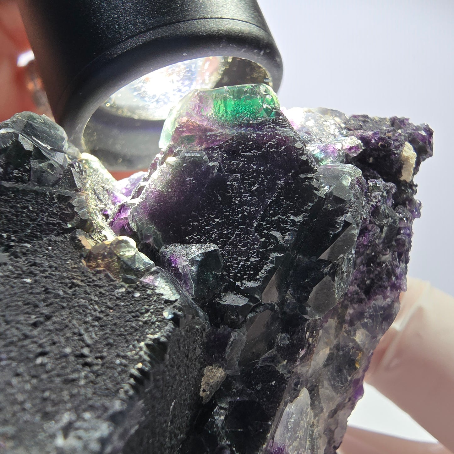 Große Phantom Fluorit Oktaeder Würfel Stufe, grün lila Okorusu, Namibia 85*55*49mm